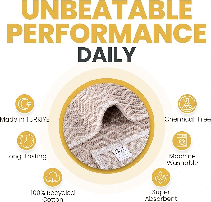 Bathroom Rugs 100% Cotton (Set of 2) – Absorbent Turkish Bath Mat Sets – Washable Rug for Floor & Tub – Non–Slip Bath Mats for Bathroom – Quick Dry Mat – 16x24 and 20x32 – Beige