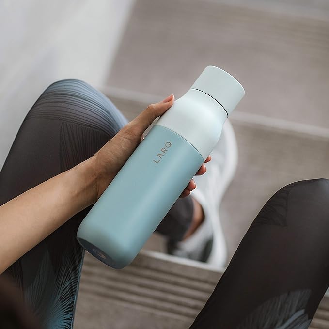 LARQ Bottle PureVis 17 oz - Self-Cleaning and Insulated Stainless Steel Water Bottle with UV Water Purifier and Award-winning Design | Reusable & Travel Friendly, Seaside Mint