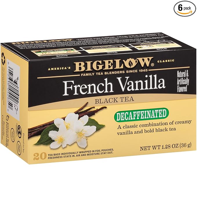 Bigelow Tea Decaffeinated French Vanilla Black Tea Bags, 120 Count, Pack of 6