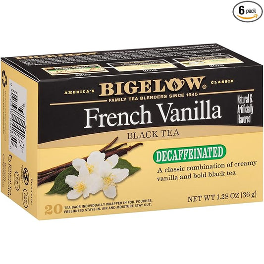 Bigelow Tea Decaffeinated French Vanilla Black Tea Bags, 120 Count, Pack of 6