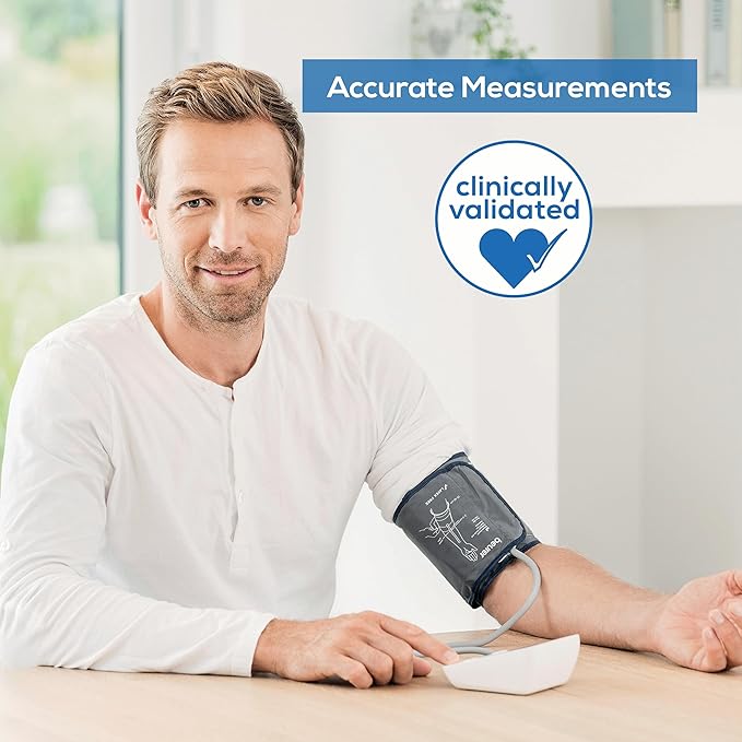 Beurer BM27 Upper Arm Blood Pressure Monitor for Home Use with Adjustable Cuff, Data Transfer to Apple Health and co., 120 Memory Sets, Irregular Heart Rate Detection, Risk Indicator