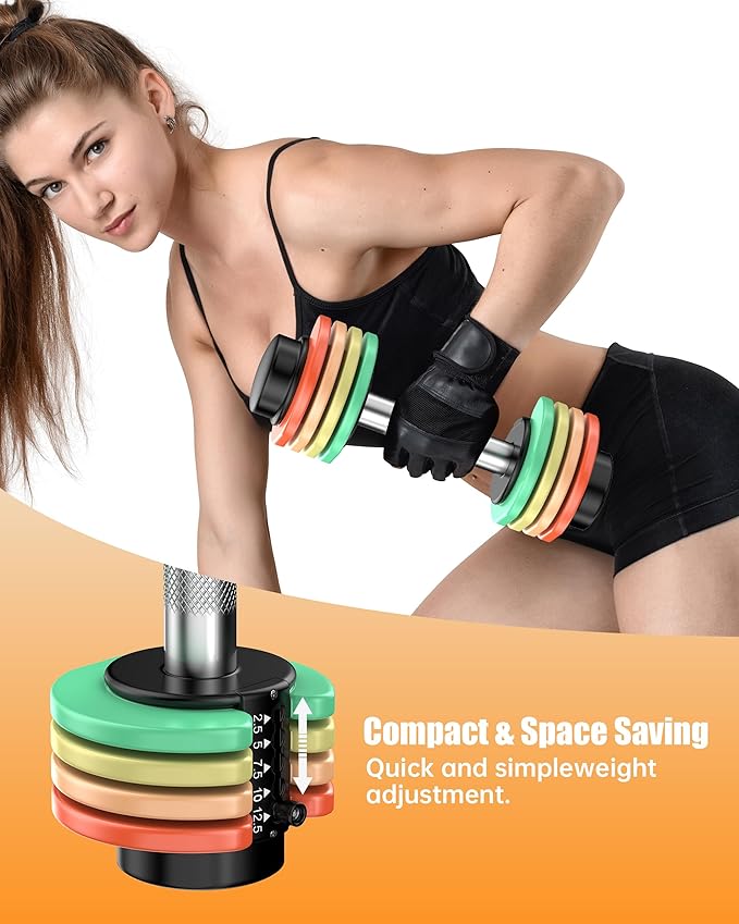 Uboway Adjustable Dumbbell Set (2.5-12.5 lbs) โ Pair of Free Weights with Quick-Change Weight Plates, Non-Slip Grip & Storage Tray โ Ideal for Home Gym, Strength Training, Beginners, Women & Men