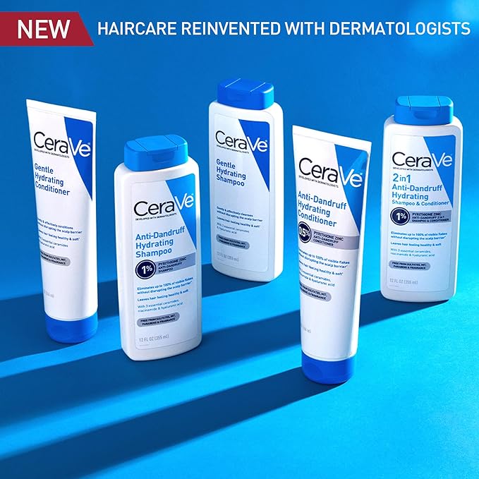 CeraVe Gentle Hydrating Shampoo, With Ceramides, Niacinamide & Hyaluronic Acid For Soft, Healthy Looking Hair & Scalp, Sulfate Free & Color Safe Shampoo, For All Hair Types, 12 Oz