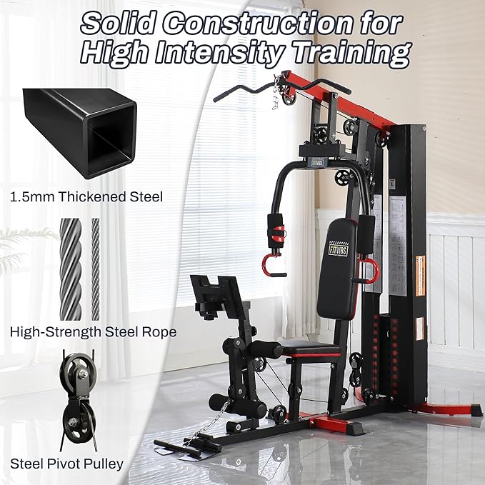 Home Gym, Workout Equipment with Leg Press, Exercise Equipment for Home with Pulley System, Home Gym Equipment for Full Body Strength Training, Preacher Curl and Leg | Multiple Styles