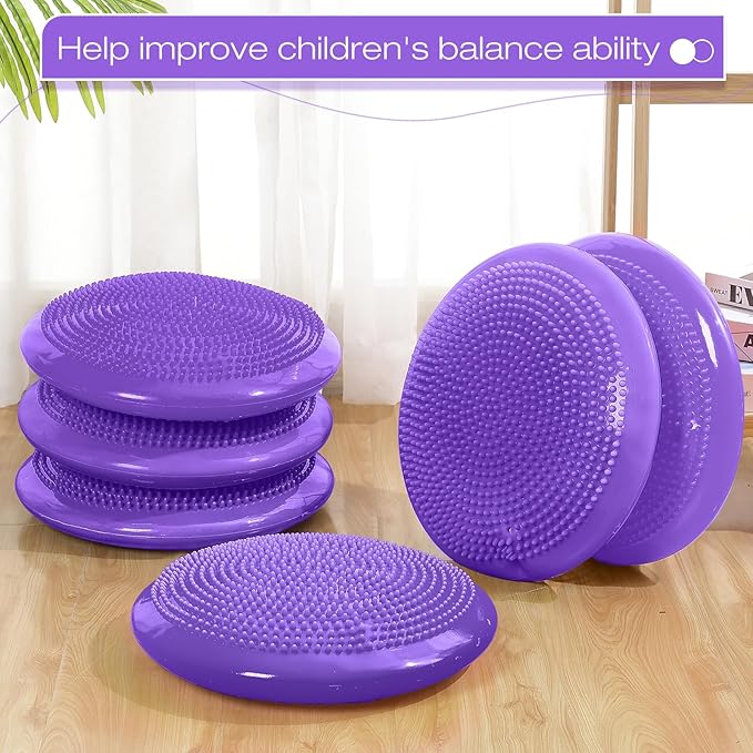 Amylove 6 Pcs Wiggle Seat Inflated Wobble Cushion for Sensory Kid 13 Inch Balance Disc Kids Flexible Seating Exercise Sensory Pad Chair Cushion for Classroom Office School