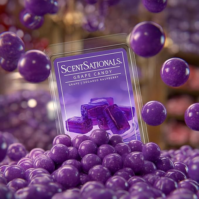 Scentsationals Wax Melts, Wax Cubes Strong Scent – Candy Collection 2 Grape Candy – Long Lasting Scented Melts for Warmer, 10oz (24-Cubes)