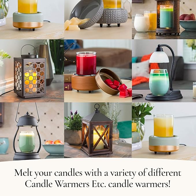 Candle Warmers ETC. Vintage Bulb Illumination Fragrance Warmer- Light-Up Warmer for Warming Scented Candle Wax Melts and Tarts to Freshen Room, Walnut & Rope