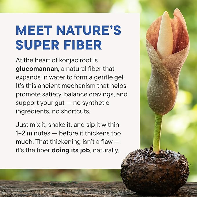 Daily Nouri FeelFull Prebiotic Fiber Drink Mix | Supports Natural Fullness, Appetite & Cravings Control, Gut & Metabolic Health | Oligofructose, Glucomannan & Chromium | 30 Stick Packs