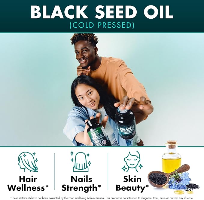 Irish Sea Moss Black Seed Oil Ashwagandha Ginger, 20,000mg Capsules, Seamoss Black Seed Oil Ashwagandha Burdock Root, All in One Supplement, 120 Capsules