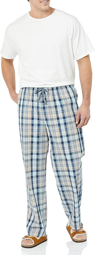 Amazon Essentials Mens Straight-Fit Woven Pajama Pant with Pockets