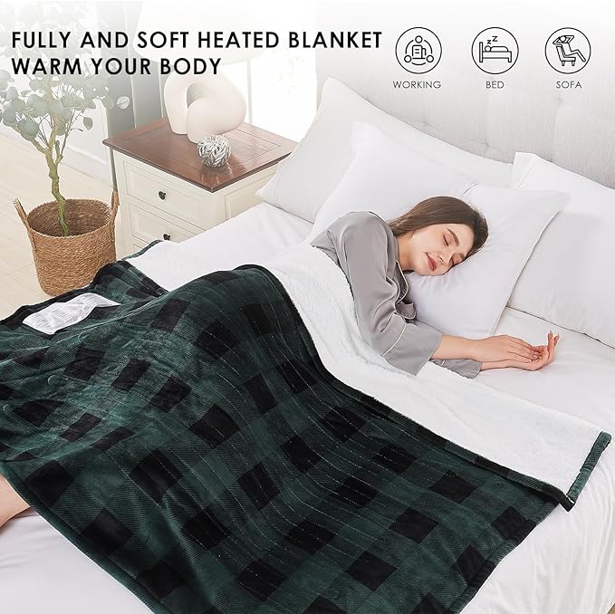 Homemate Electric Blanket Heated Queen Size - 84“x90“ Ultra Soft Cozy Flannel Heating Blanket with 10 Fast Heat Levels 8 Hours Auto Off Over-Heated Protection ETL Certification Keep Warm in Home