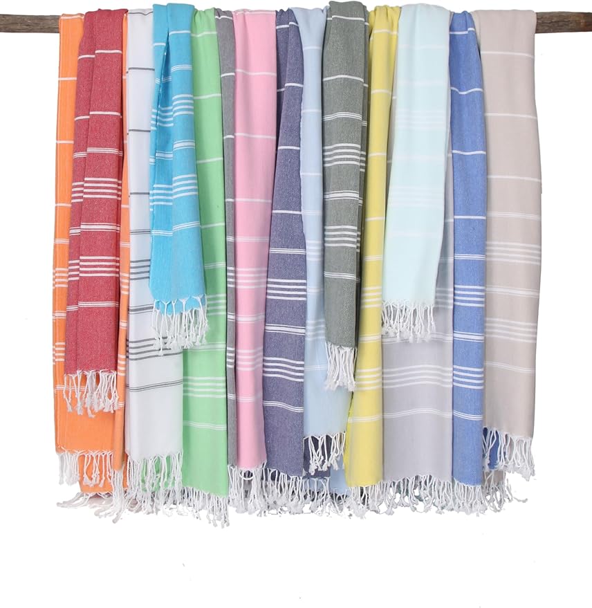 Mystic Turkish Beach Towel Pestemal - 100% Organic Cotton - Extra Large - Quick Dry - Bath - Beach - Gym - Yoga - Travel - Sultan Model (Dark Pink)