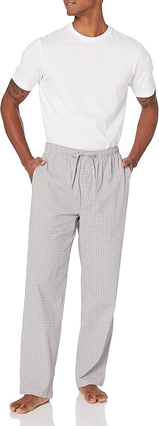Amazon Essentials Mens Straight-Fit Woven Pajama Pant with Pockets