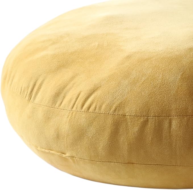 Round Throw Pillow 18x18 for Kids 100% Polyester Filling Super Soft Cushion Ultra Fluffy Down-Like Touch Decor Round Floor Pillow for Couch Bed Sofa, Ginger Yellow, 1 Piece
