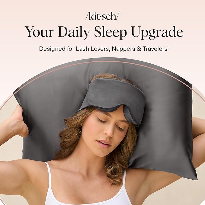 Kitsch Contour Pillow Eye Mask – Softer Than Silk Eye Mask for Sleeping, Blindfold Sleep Masks for Women & Men, No Eye Pressure, Lightweight, Eye Care, Travel Essentials - Charcoal