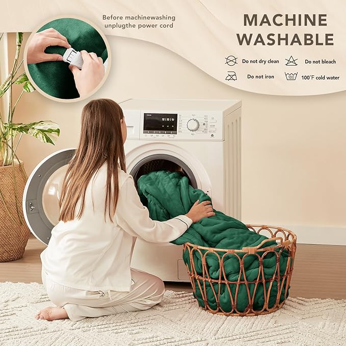 Homemate Electric Heated Blanket King Size - 100"x90" Heating Blanket King Size Dual Control 1/2/4/6/8 Hours Auto-Off 10 Heat Level Over-Heat Protection Flannel Sherpa ETL Certification
