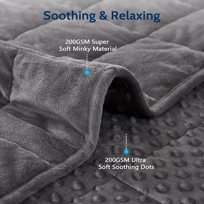 L'AGRATY Weighted Blanket - 40"x60" 7lbs Minky Dots Heavy Blanket with Glass Beads Soft Breathable for All-Season Summer Fall Winter Thick Comfort for Sleeping