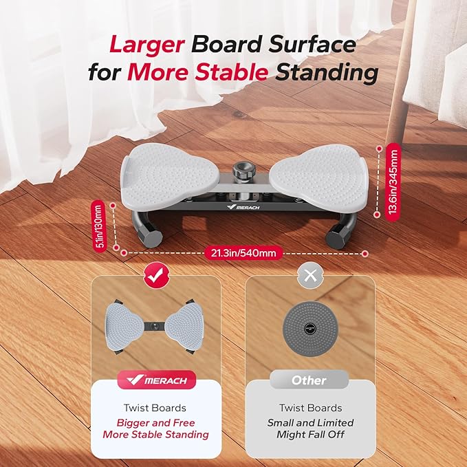 MERACH Waist Twister Machine, Ab Twist Board with 300 lbs Weight Capacity, Abs Workout for Slim Waist and Core Ab Exercise, Noiseless Home Gym Exercise Equipment for Women Men
