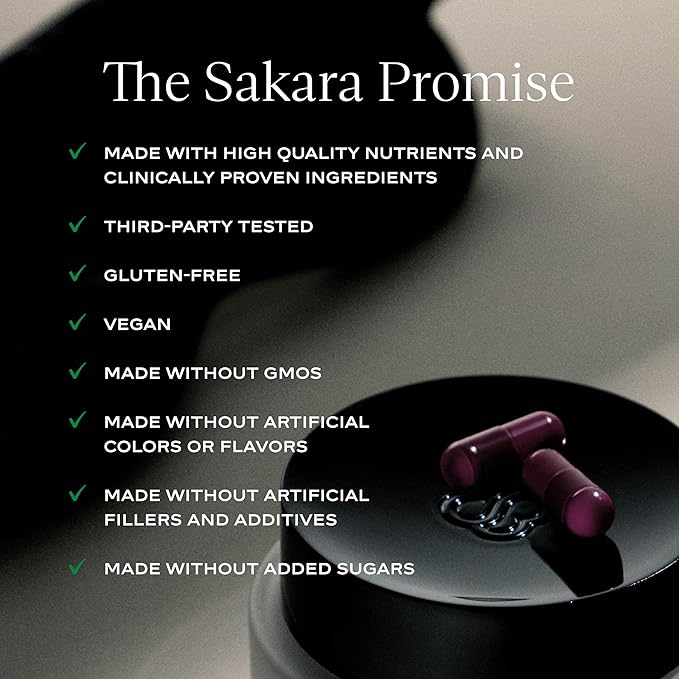 SAKARA Night Service Sleep Support – Natural Assistance for Better Sleep with Magnesium Glycinate, NordicCherry™ & 5-HTP for Calming, Deep Sleep – Supports A Full Sleep Cycle – 60 Capsules