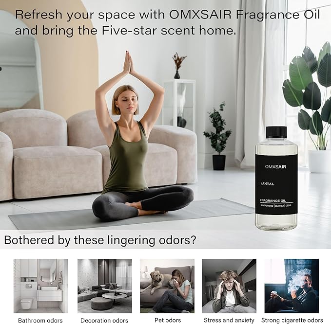 Hotel Scnet Diffuser Oil 500ml Inspired by Santal - Hotel & Car,Home Luxury Scents - Comforting Sandalwood,Papyrus,Cardamom,Santal Essential Oils Blend for Aromatherapy Diffuser