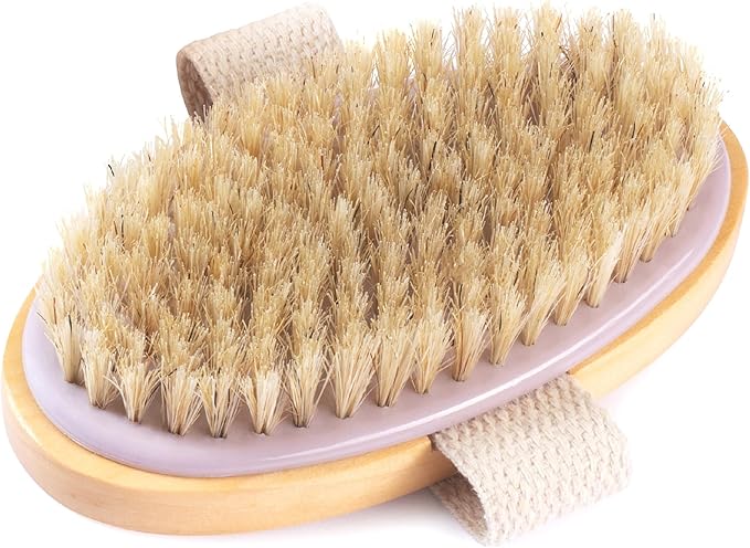 MainBasics Dry Brushing Body Brush for Lymphatic Drainage, Dry Skin, Cellulite, Blood Circulation with Exfoliating Natural Bristles for Flawless Skin