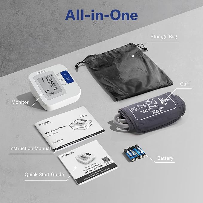 Alcedo Blood Pressure Monitor for Home Use, Automatic Upper Arm BP Machine with Large Cuff 8.7" -16.5", 2X 120 Memory