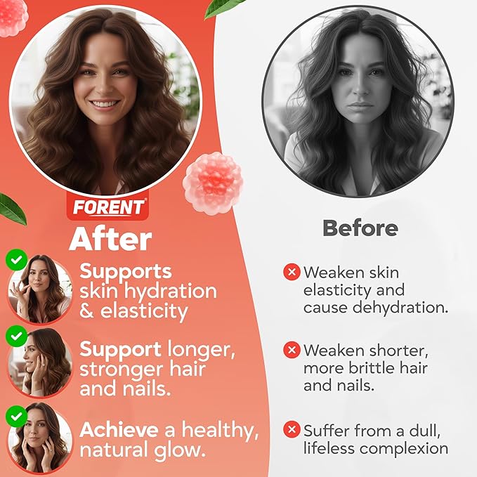 2500mg Centre-Filled Collagen Peptides Gummies for Women & Men with Biotin, Vitamin D3, Hyaluronic Acid | Supports Skin Hair Nails & Joints, Sugar-Less Colageno Hidrolizado for Women, 60 Servings