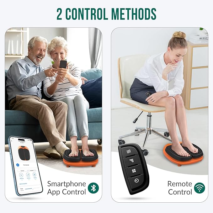 Snailax Vibration Foot Massager with Heat, App Control, Adjustable Vibration Electric Foot Massager Machine for Circulation, Plantar Fasciitis, Pain, Remote Control