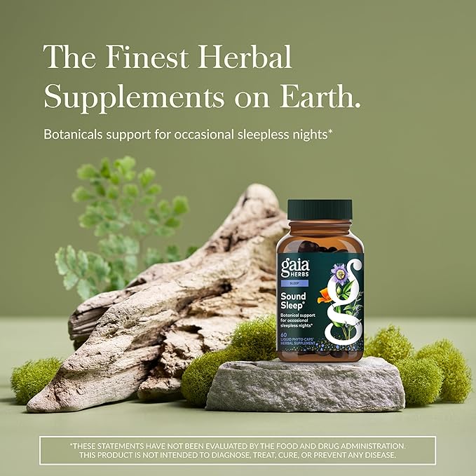 Gaia Herbs Sound Sleep - Natural Sleep Support to Promote Calm & Relaxation - with Valerian Root, Passionflower & More - 60 Vegan Liquid Phyto-Capsules (20-Day Supply)