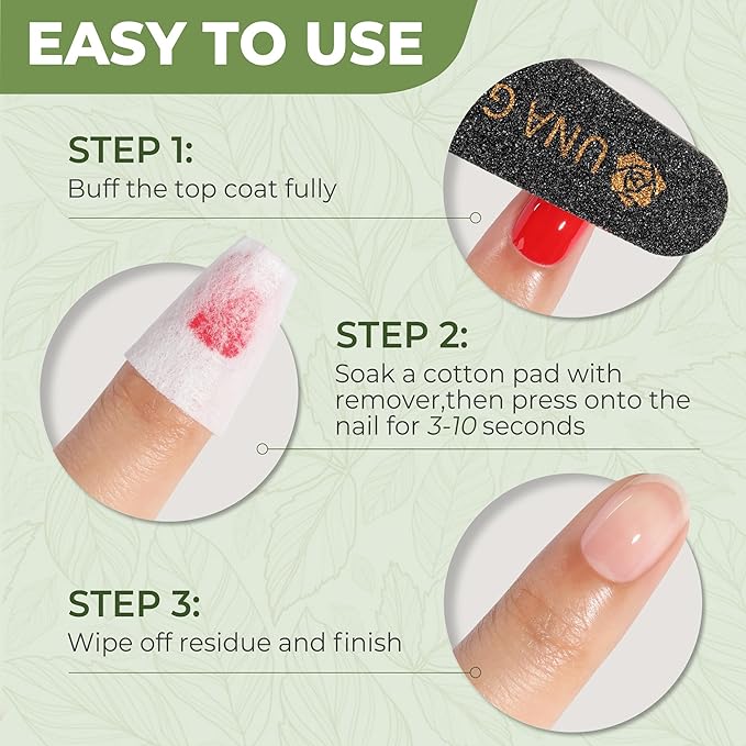 UNA GELLA Nail Polish Remover, Soak Off Acetone Polish Remover For Nails With Easy Use Cap, Healthy Formula Works For Nail Glue 8 Fl Oz, Green Tea Scent