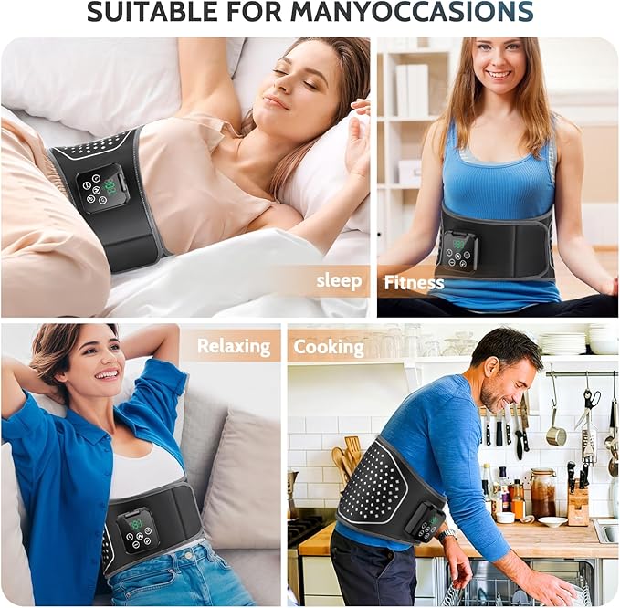 Cordless Heated Lower Back Massager,Heating Pad for Pain Relief,Inflatable Lumbar Belt Massager with 3 Vibration and 4 Heat,3 Airbag,Deep Tissue Air Compression & Vibration Therapy,Gifts for Men Women