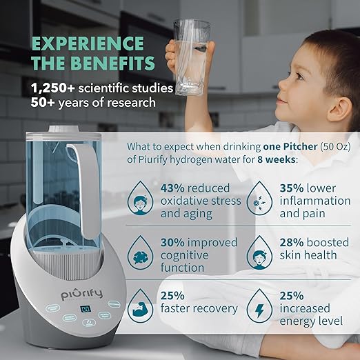 50 Oz Hydrogen Water Pitcher - BPA Free Rich Hydrogen Water Generator Electrolysis Jug with SPE/PEM Technology. Hydrogen Water Machine, Balanced PH Levels and Filtered with Calcium Sulfite