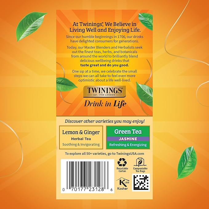 Twinings Camomile, Honey & Vanilla Herbal Tea Individually Wrapped Bags, 20 Count (Pack of 6), Naturally Caffeine-Free, Enjoy Hot or Iced, 120 Teabags