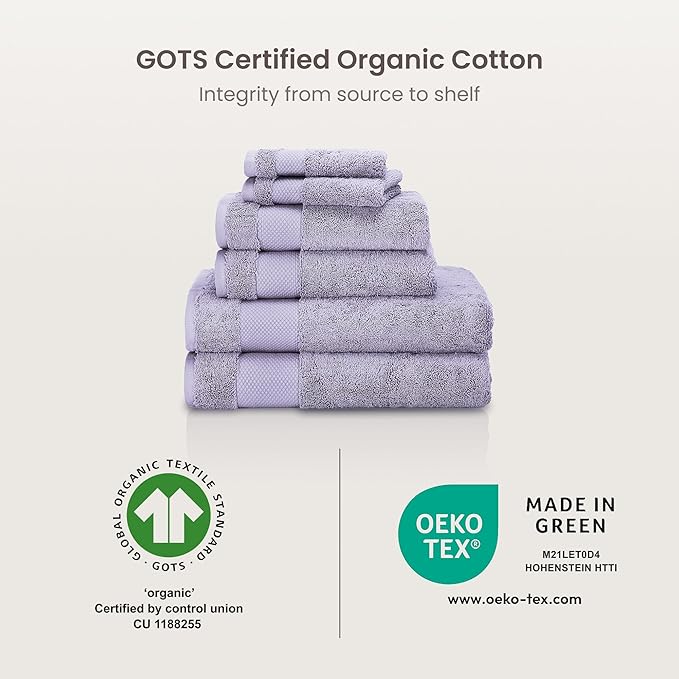 BIOWEAVES 100% Organic Cotton Bath Sheet Set of 2 | Soft Oversized Bath Towels | 700 GSM Premium Bath Towel Sheet Set GOTS Certified - Lavender