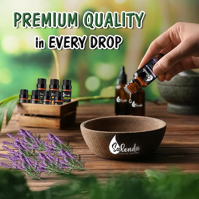 Lavender Essential Oil by Salenda - 100% Pure, for Diffuser, Massage, Skin & Hair Care - 0.34 Fl Oz (10 ml)