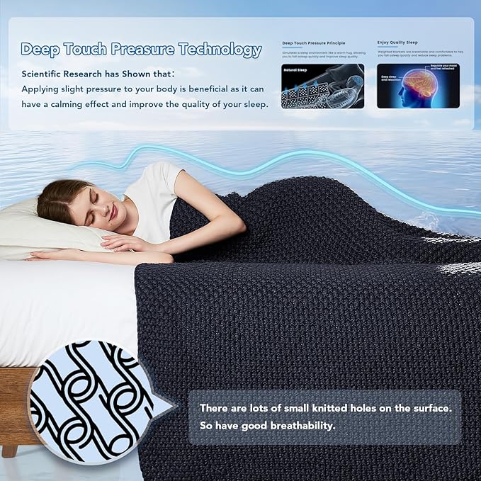 Topcee Knitted Weighted Blanket - 50"x60" 10lbs Cooling Chunky Knit Heavy Blanket for Adults Cable Yarn Knit Decorative No Beads Soft, Cozy and Cooling Weighted Throw Blankets Machine Washable