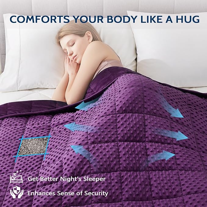 L'AGRATY Weighted Blanket for Adult - 80"x87" 25lbs Minky Dots Heavy Blanket with Glass Beads Soft Breathable for All-Season Summer Fall Winter Thick Comfort for Sleeping