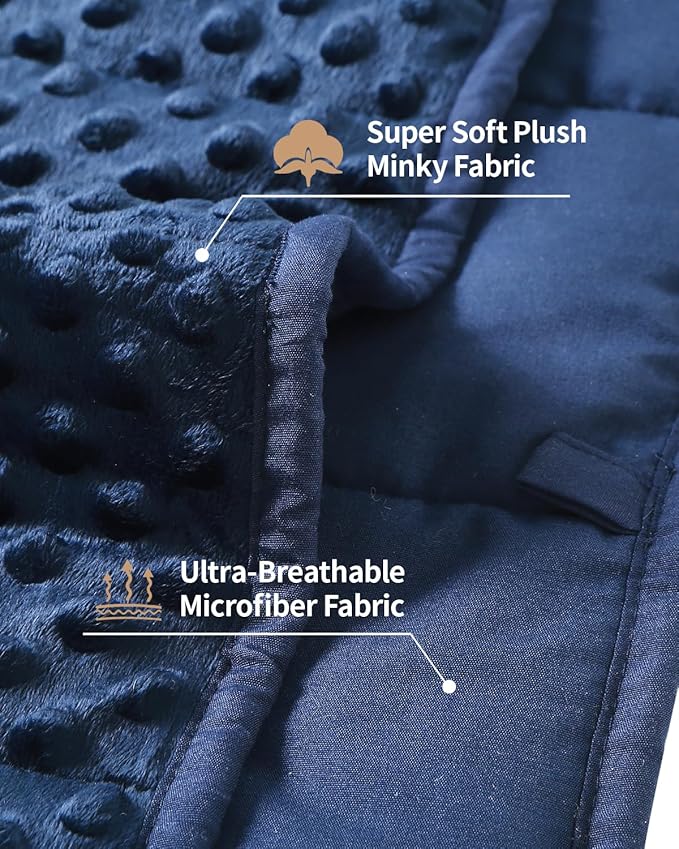 Mr. Sandman Weighted Blanket for Adults, Minky Heavy Blanket for Woman,Man Sleeping/Calm, Soft and Cozy Weighted Throw Blankets, Machine Washable, 80 x 87in, 20 lbs, Navy Blue