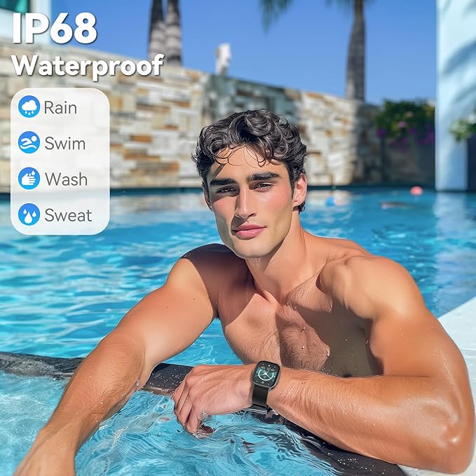 EURANS Smart Watch No App/Phone Required, 1.85" Ultra HD Display, Waterproof Fitness Tracker, 24/7 Heart Rate/Sleep Monitor, Step Counter for Walking, Pedometer & Activity Tracker for Women Men