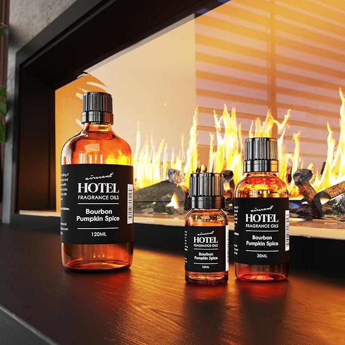 AirScent Bourbon Pumpkin Spice Holiday Diffuser Oil - Premium Holiday Fragrance Oil for Ultrasonic and Waterless Diffusers and Crafting - 10ml, .34 fl oz Glass Dropper Bottle
