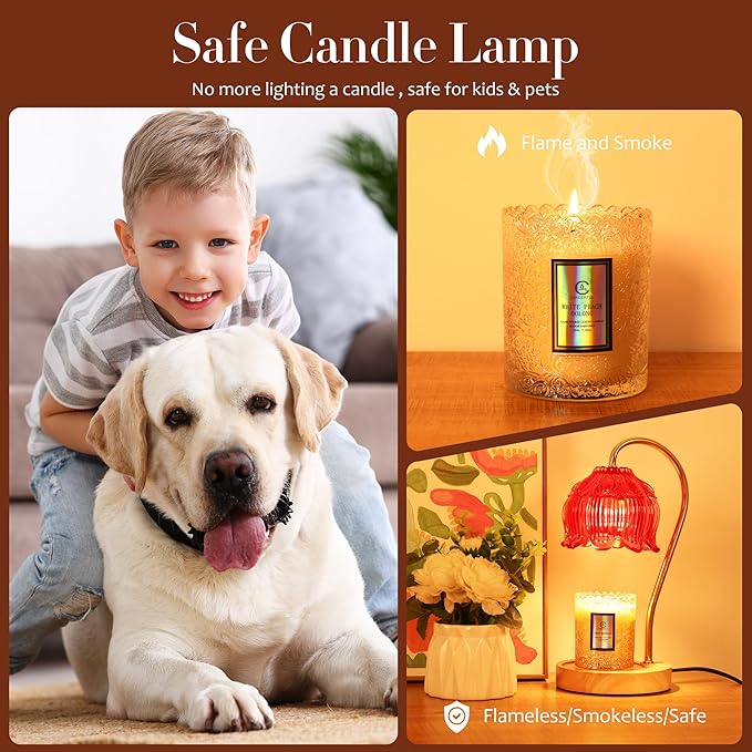 Flower Candle Warmer Lamp with Timer & Dimmer - Fits All Jar Scented Candles - Valentine's & Mother's Day Gift for Women,Wife