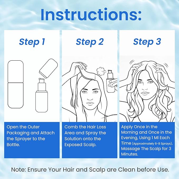 0.5% KX-826 Hair Growth Spray DHT Blocker Hair Thickening Regrowth Treatments,Oil Control Hair Loss Reduction 3-6 Months New Hair Visible,Hair Growth Products Men&Women-4 Month Supply 240ml