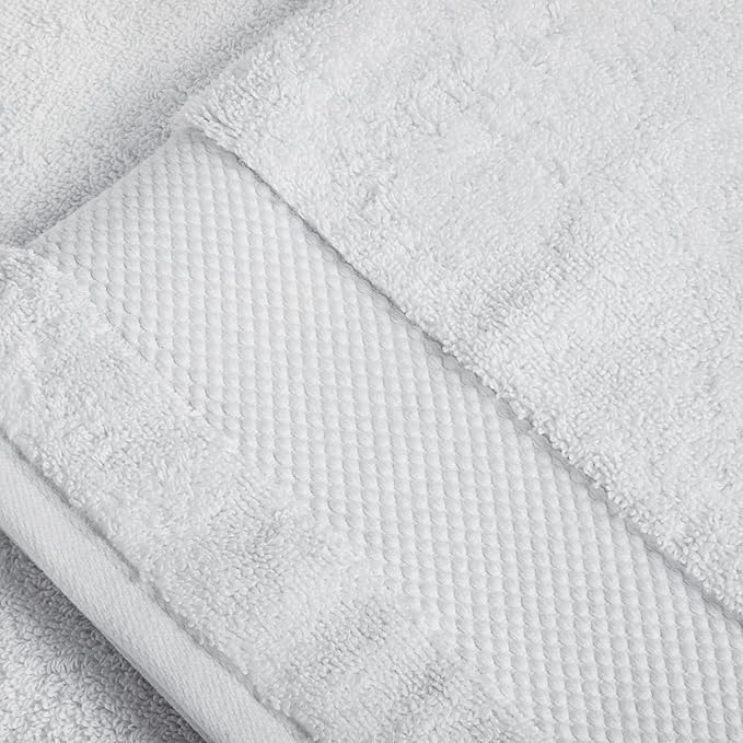 BIOWEAVES 100% Organic Cotton Bath Towel Set | 700 GSM Plush 7-Piece Premium Towel Set GOTS Certified, 2 Bath Towels, 2 Hand Towels & 2 Washcloths, 1 Bath Mat - White