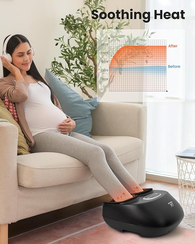 Snailax Foot Massager with Heat, Shiatsu Foot Massager Machine for Plantar Fasciitis, Adjustable Vibration & Pressure for Neuropathy Pain, Women Men Gifts, Fits Up to 13"