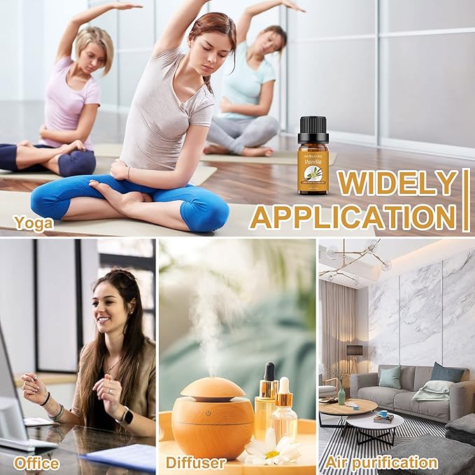 Sedbuwza Vanilla Lavender Essential Oil Set, Vanilla Fragrance Oil Lavender Scent Oil Set for Diffuser, Aromatherapy, Massage, Soap, Candle Making 2 x 10 ml