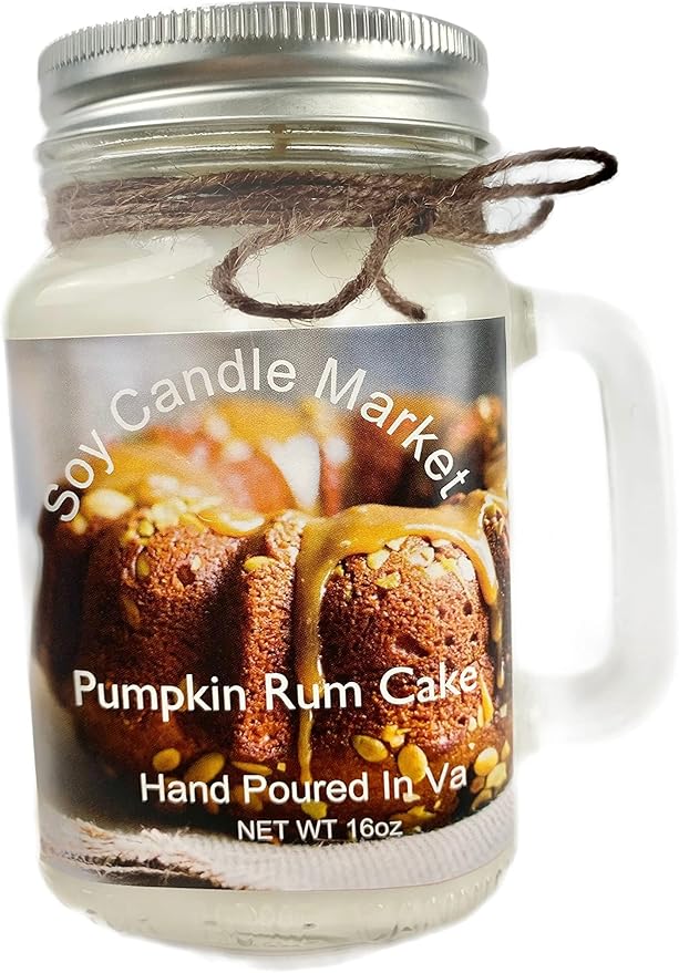 Soy Scented Candles | Handmade & Highly Aromatic Candles Burns Upto 85 Hours in Glass Jar - Perfect for Home Decor, Wedding, Birthday, Dinner (Pumpkin Rum Cake, 12 oz)