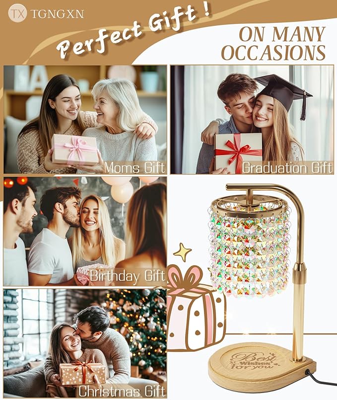 Candle Warmer Lamp with Timer Dimmable,Gifts for Mom Women Her, Gifts for Mother's Day,Birthday,Easter,Housewarming Gifts New Home,Wax Melt Warmer for Jar Candles with 2 Bulbs for Jar Candles