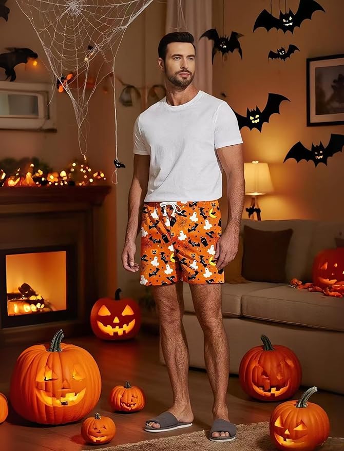 Deyeek 5.5 Inch Mens Pajama Shorts Sleep Cotton Lounge PJ Lightweight Elastic Waist Drawstring Nightwear Bottom with Pockets