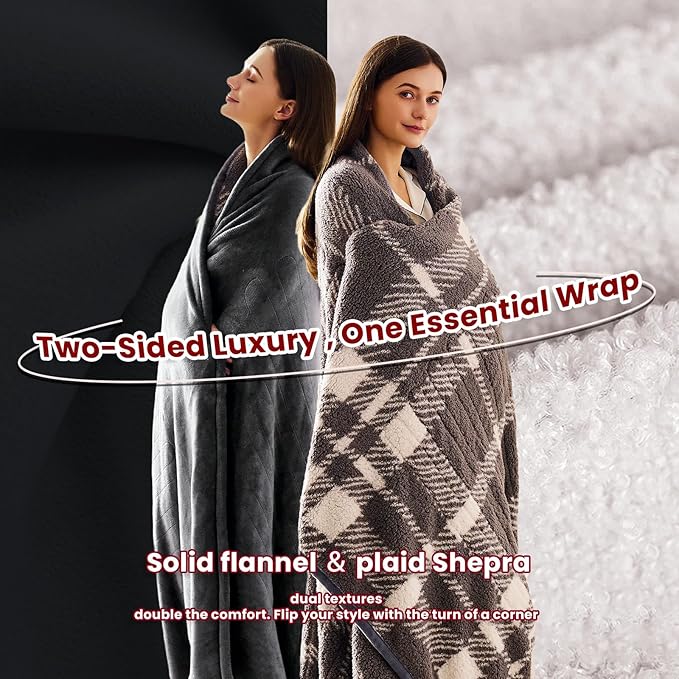 Heated Electric Blanket Full Size - 72"x84" Flannel Heating Blanket with 10 Heating Levels & 5 Time Settings Over-Heat Protection, Winter Warmer for Adults with ETL Certification(Grey)