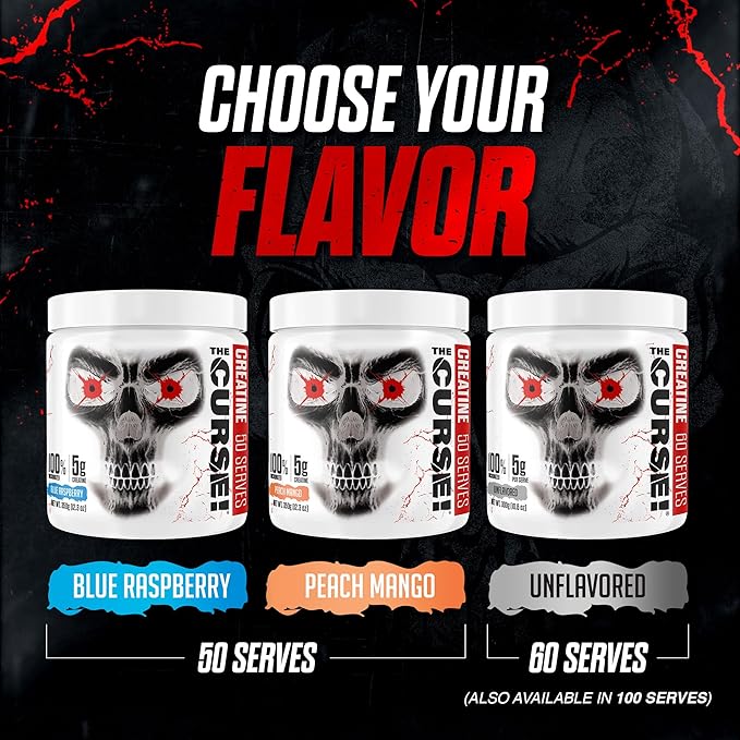 JNX SPORTS The Curse! Creatine Monohydrate Powder 60 Servings | Pure Micronized Creatine 5g Per Serving | 300g - 10.6 Ounce